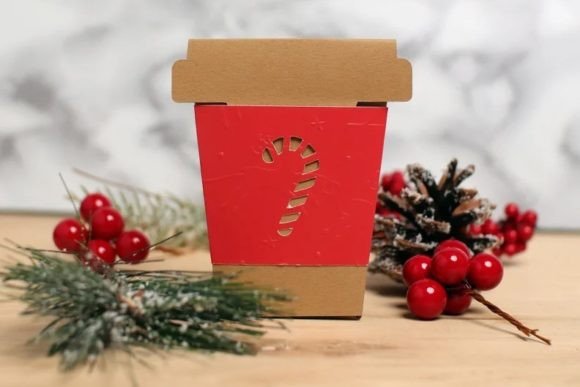 Coffee Cup Gift Card Envelope - Candy Cane