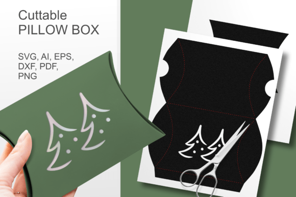 Couple of Xmas Trees Pillow Box Template: A Creative Solution for Holiday Gift Packaging