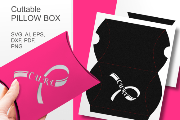 CURE Cancer Awareness Ribbon Pillow Box
