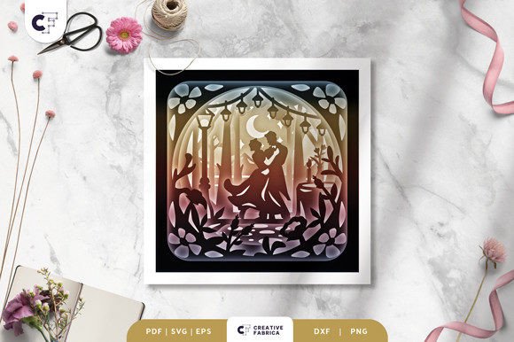 Dancing Couple in a Forest Shadow Box