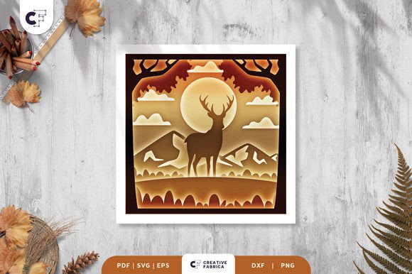 Deer in the Fall Nature View Shadow Box