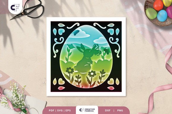Easter Bunny Inside the Egg Shadow Box
