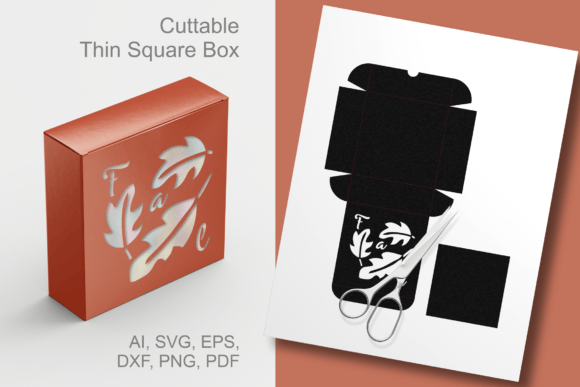 Fall Leaves Window Thin Square Gift Box
