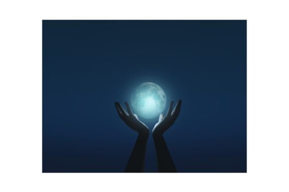 Holding the Moon: A 3D Illustration for Creative Projects