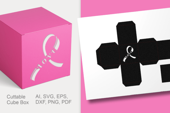 LOVE Cancer Awareness Ribbon Favor Box