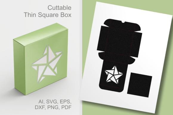 Winter Star Window Thin Square Favor Box